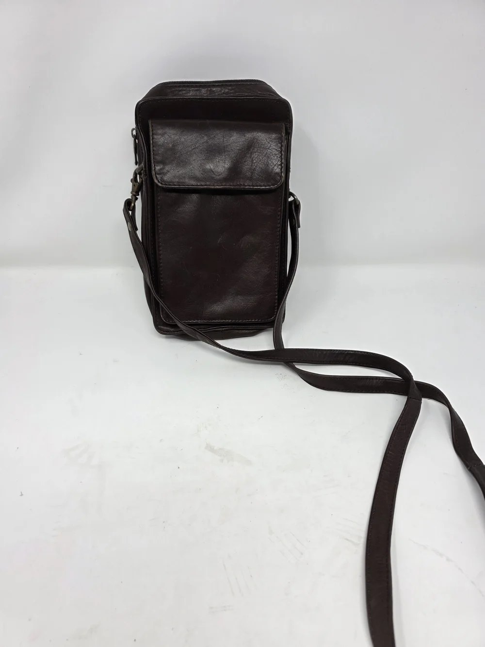 Vintage Wilsons Leather Organizer Crossbody Bag Purse Wallet Dark Brown Travel